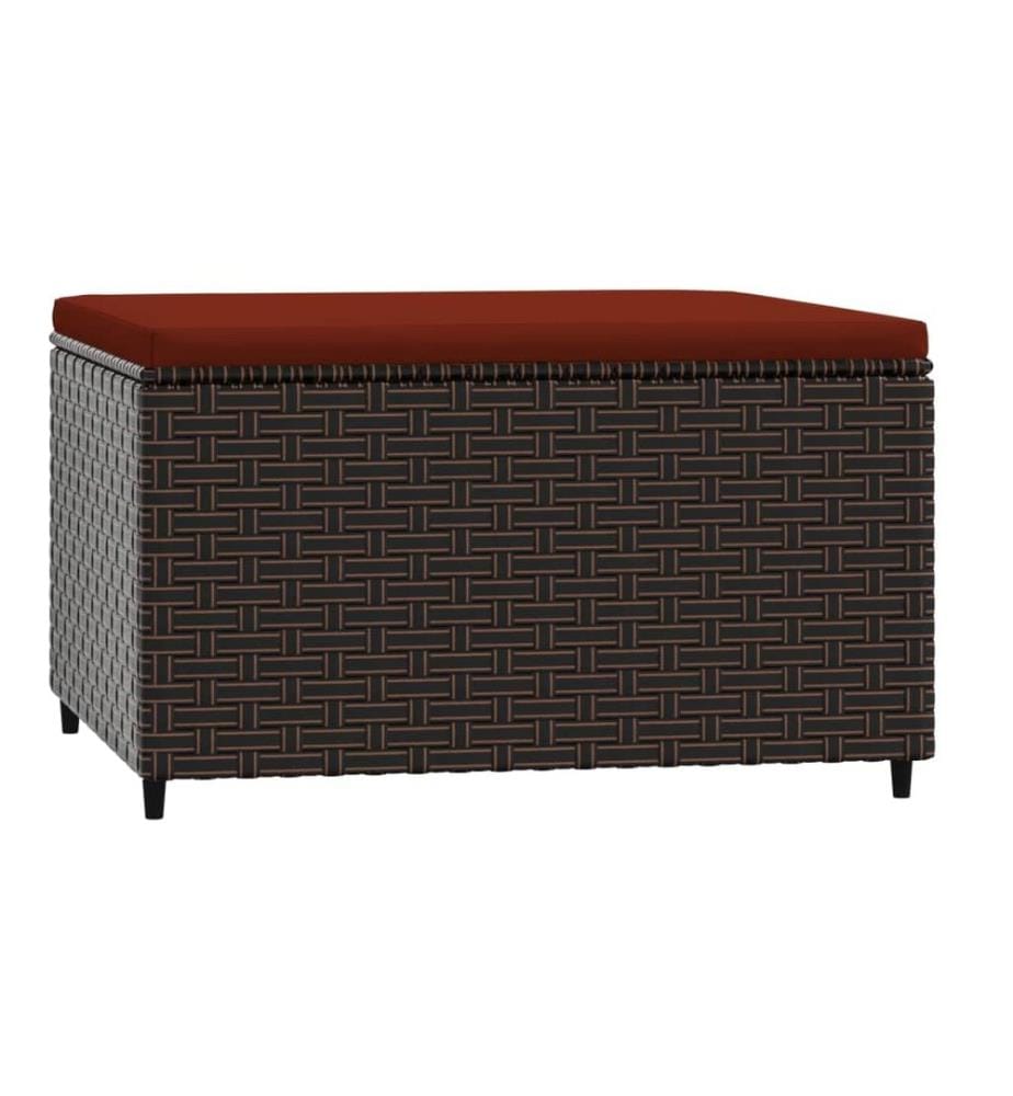 Gartenhocker mit Kissen Braun Poly Rattan