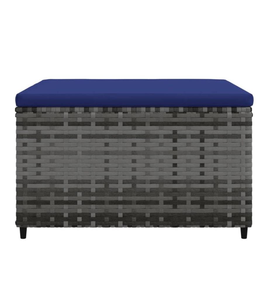 Gartenhocker mit Kissen Grau Poly Rattan