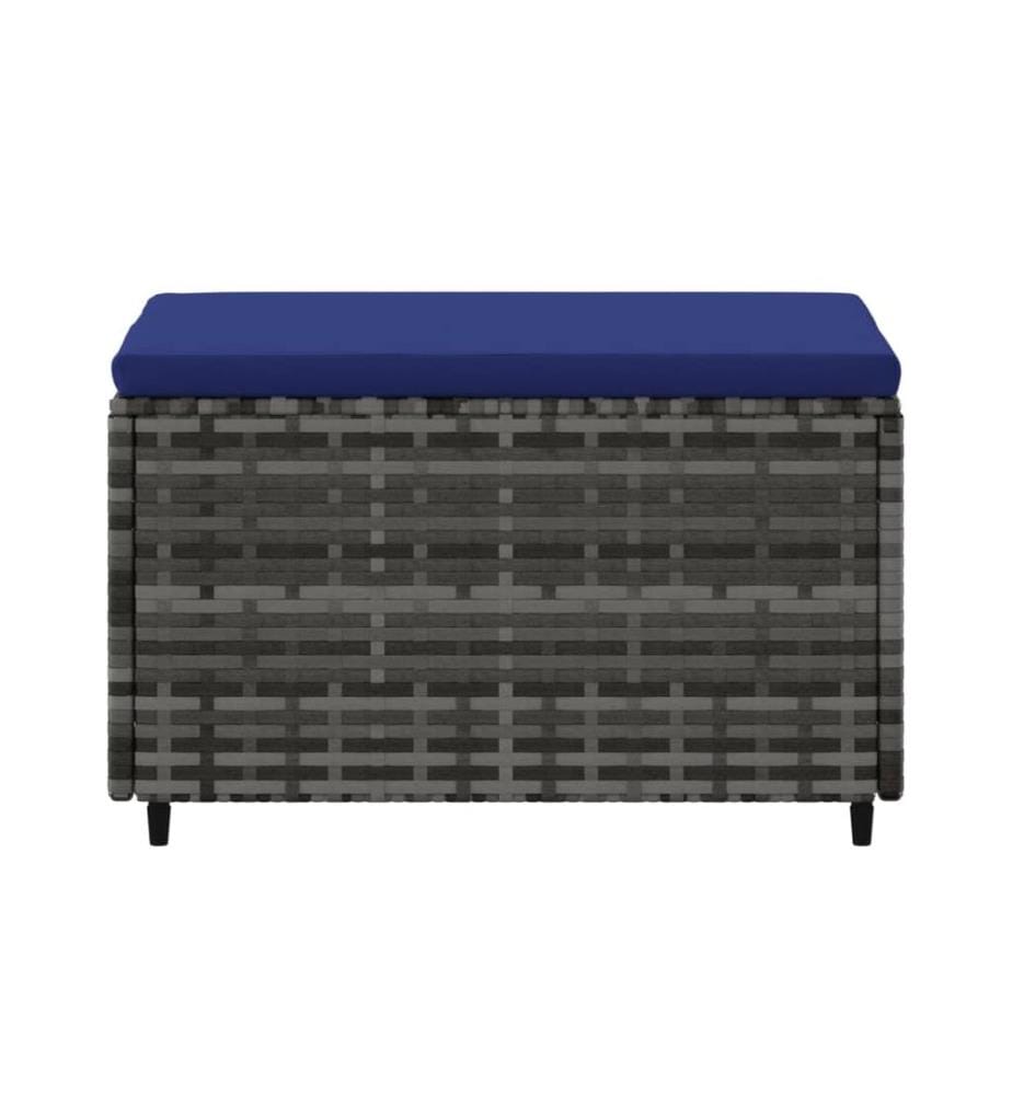 Gartenhocker mit Kissen Grau Poly Rattan