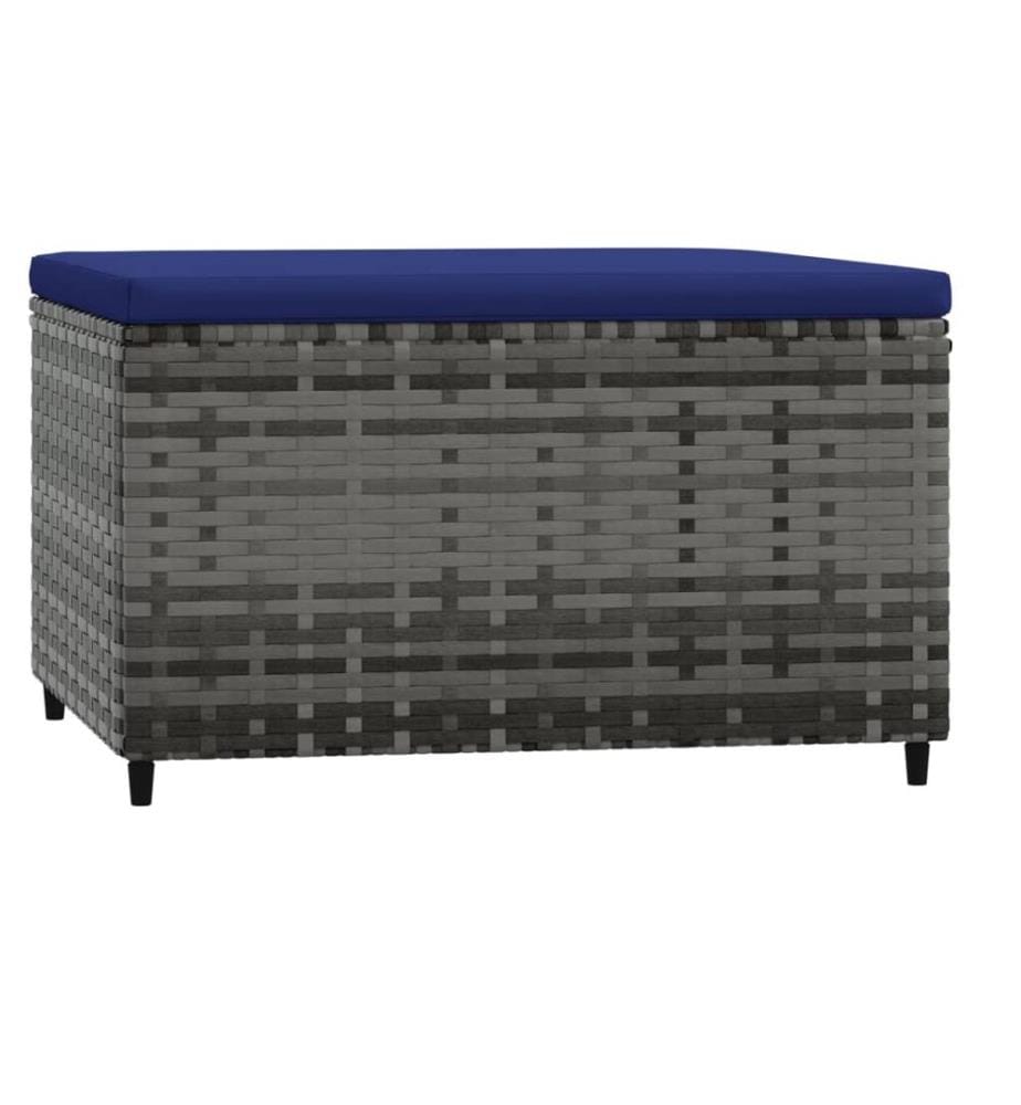Gartenhocker mit Kissen Grau Poly Rattan