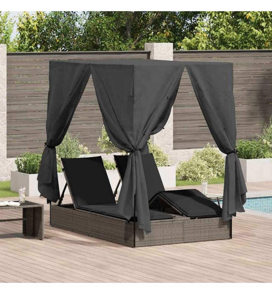 Transat double Réglable Gris 205 x 129 x 200 cm polyrotin
