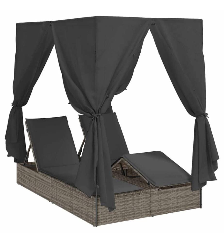 Transat double Réglable Gris 205 x 129 x 200 cm polyrotin