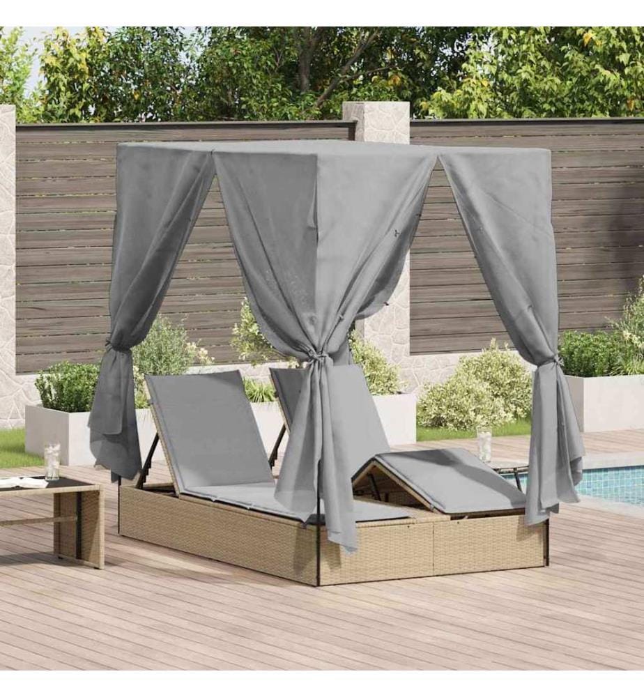 Transat double Réglable Gris 205 x 129 x 200 cm polyrotin