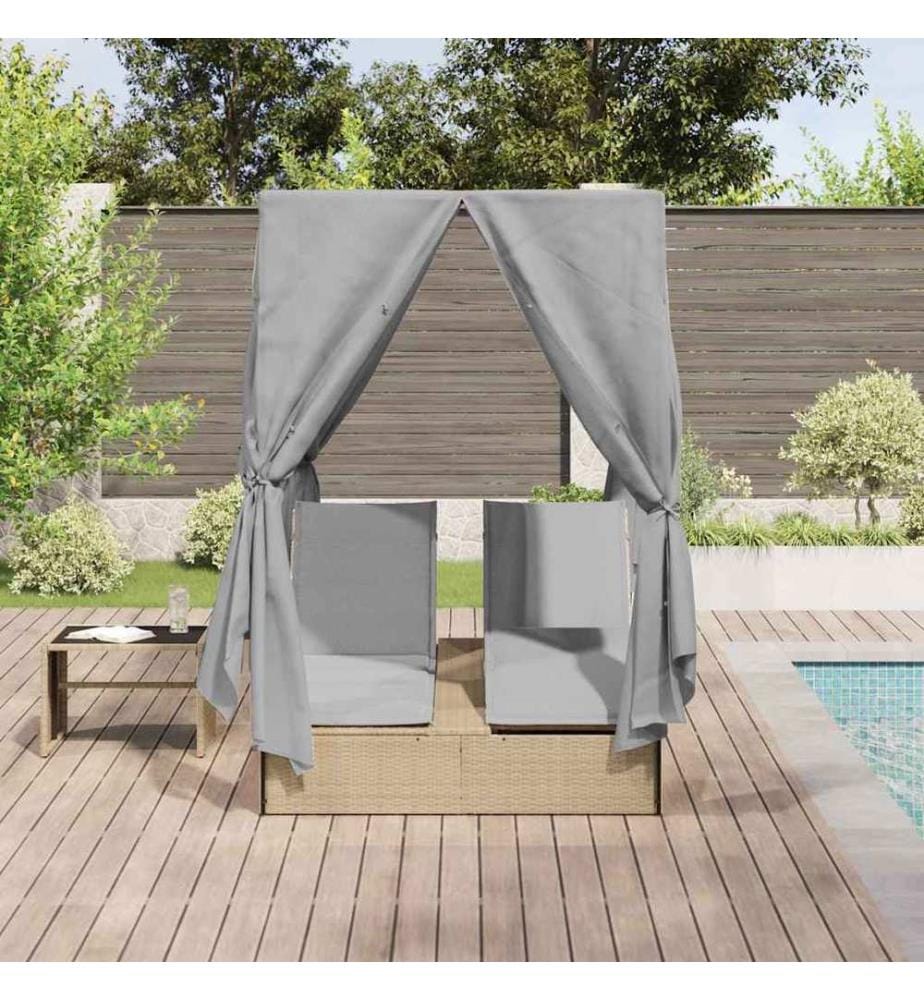 Transat double Réglable Gris 205 x 129 x 200 cm polyrotin