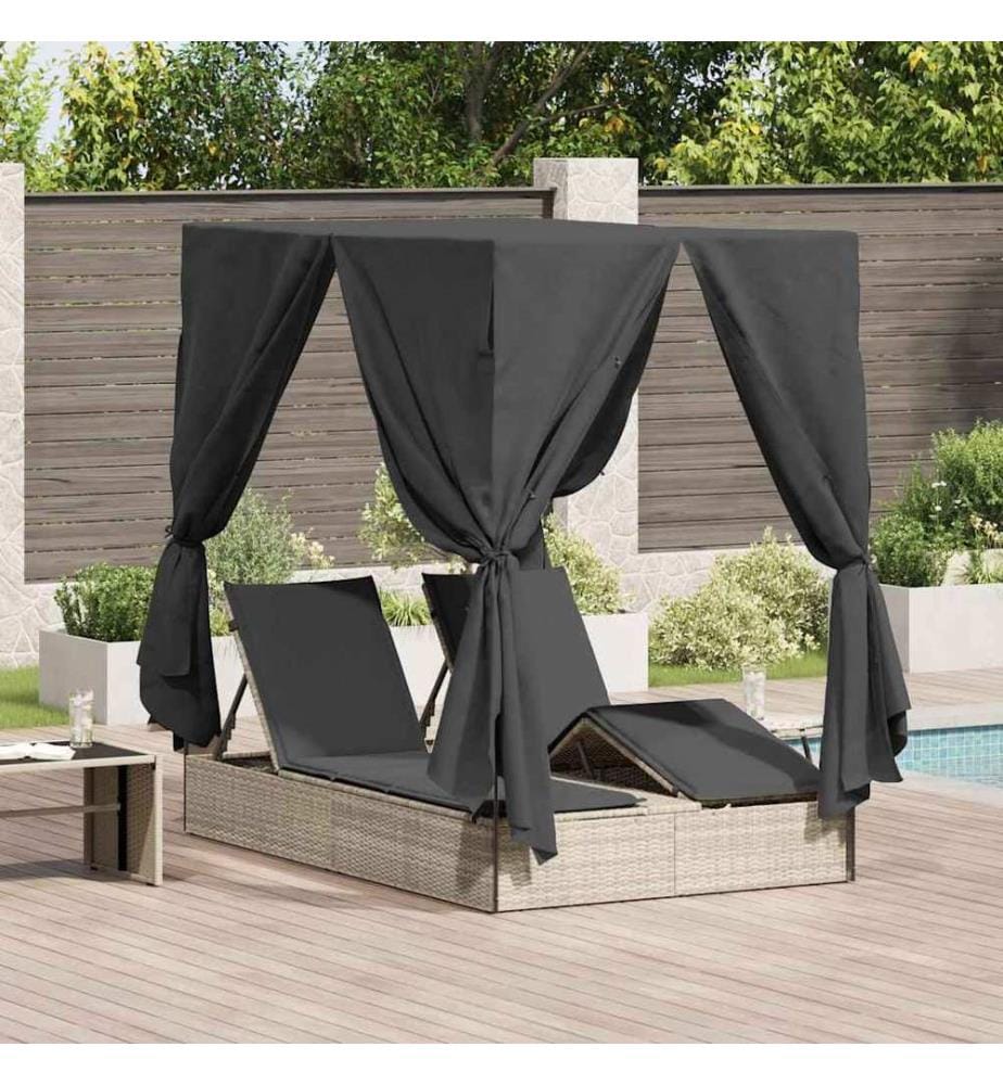 Transat double Réglable Gris clair 205 x 129 x 200 cm polyrotin
