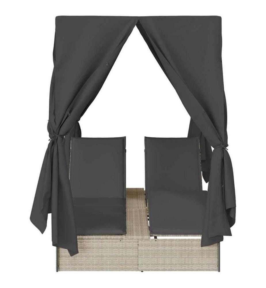 Transat double Réglable Gris clair 205 x 129 x 200 cm polyrotin