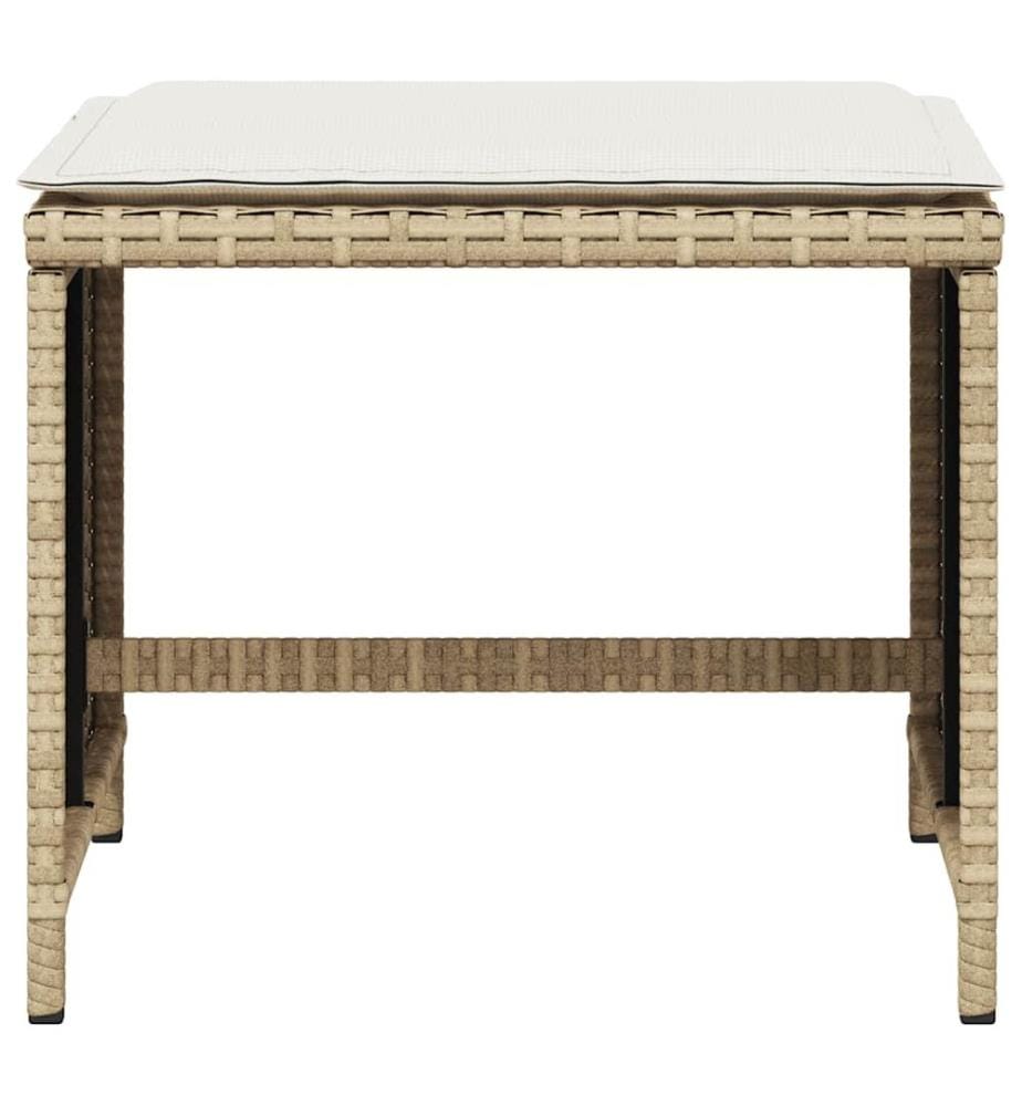 Gartenhocker mit Kissen 4 Stk. Beige 41x41x36 cm Poly Rattan