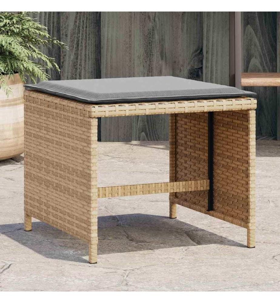 Gartenhocker Kissen 4Stk. Beigemischung 41x41x36 cm Poly Rattan
