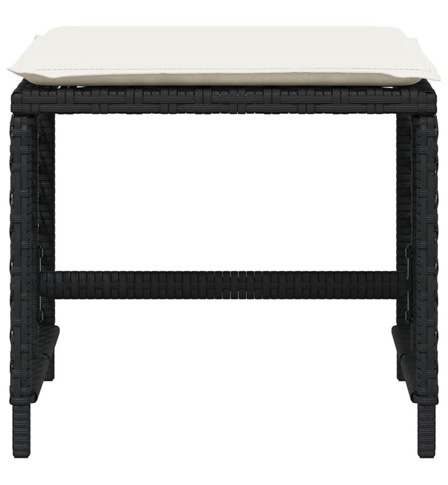 Gartenhocker mit Kissen 4 Stk. Schwarz 41x41x36 cm Poly Rattan