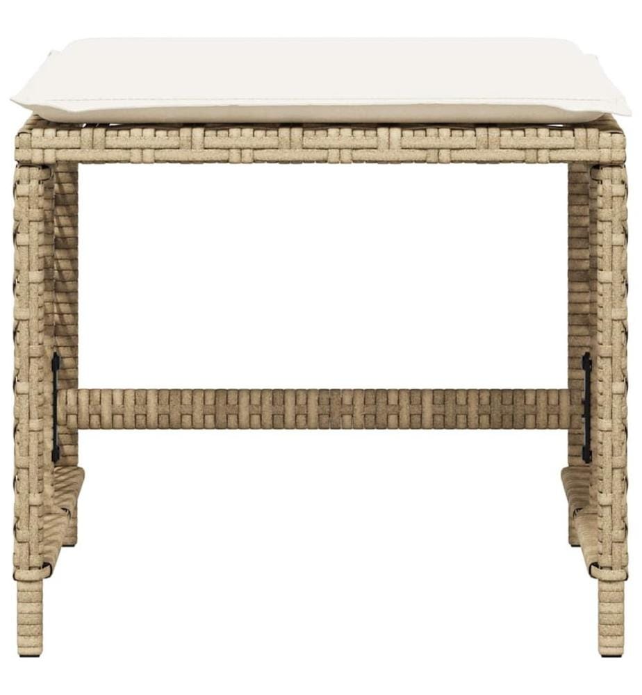 Tabourets de jardin et coussins lot de 4 beige 41x41x36cm rotin