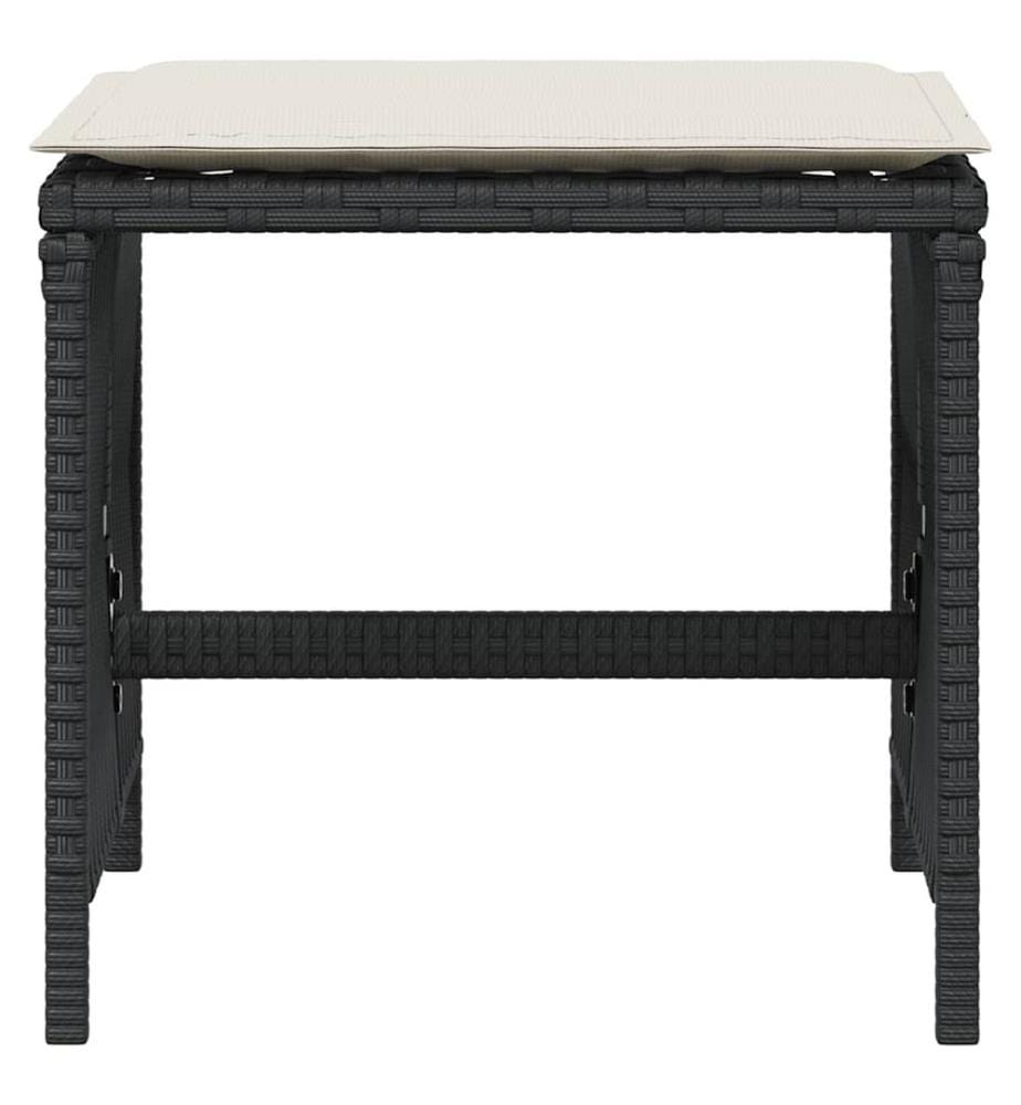 Tabourets de jardin et coussins lot de 4 noir 41x41x36 cm rotin