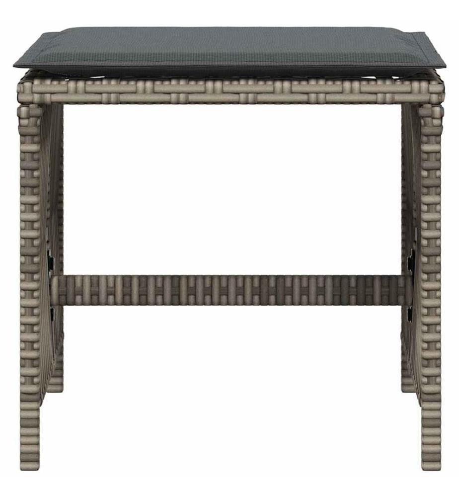 Tabourets de jardin et coussins lot de 4 gris 41x41x36 cm rotin