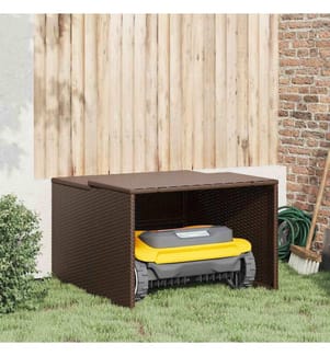 Mähroboter-Garage Braun 86x90x52/57 cm Poly Rattan