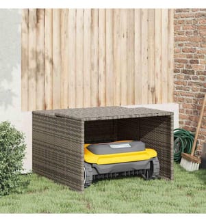 Mähroboter-Garage Grau 86x90x52/57 cm Poly Rattan
