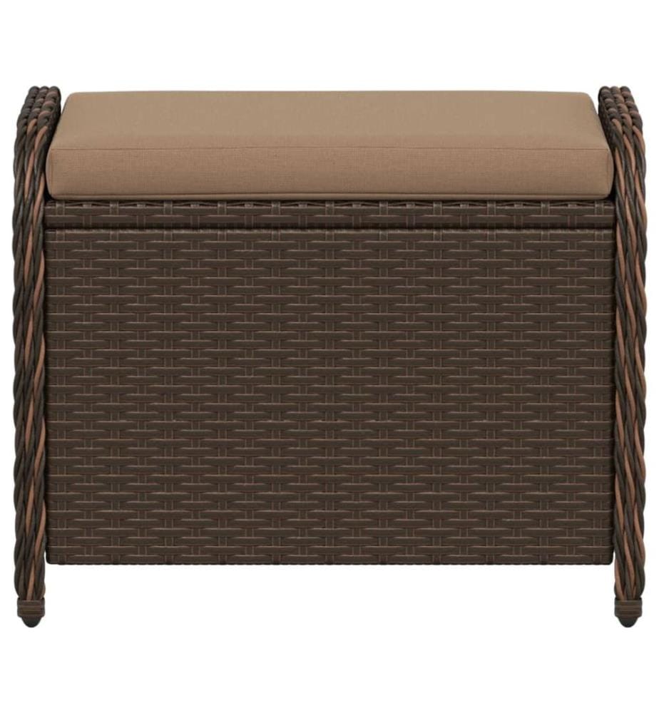 Gartenhocker mit Kissen Braun 58x46x46 cm Poly Rattan