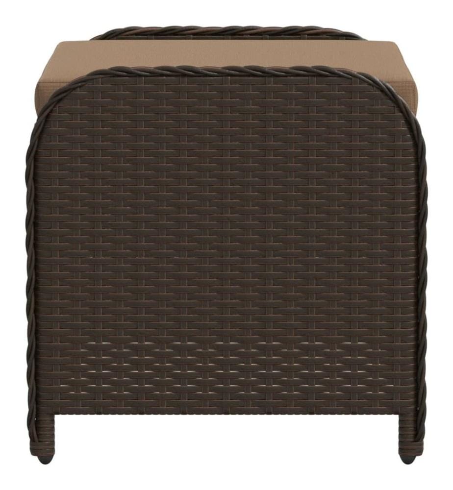Gartenhocker mit Kissen Braun 58x46x46 cm Poly Rattan
