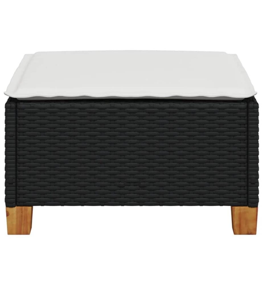 Gartenhocker mit Kissen Schwarz 63,5x56x32 cm Poly Rattan