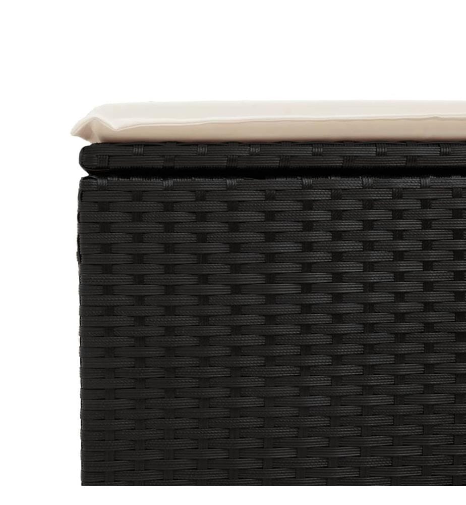 Gartenhocker mit Kissen Schwarz 55x55x37 cm Poly Rattan