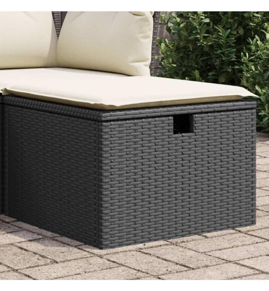 Gartenhocker mit Kissen Schwarz 55x55x37 cm Poly Rattan