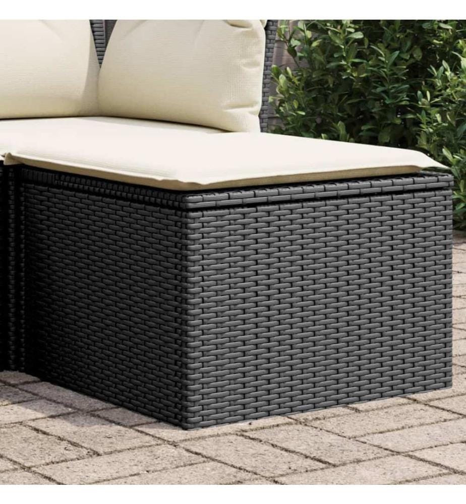 Gartenhocker mit Kissen Schwarz 55x55x37 cm Poly Rattan