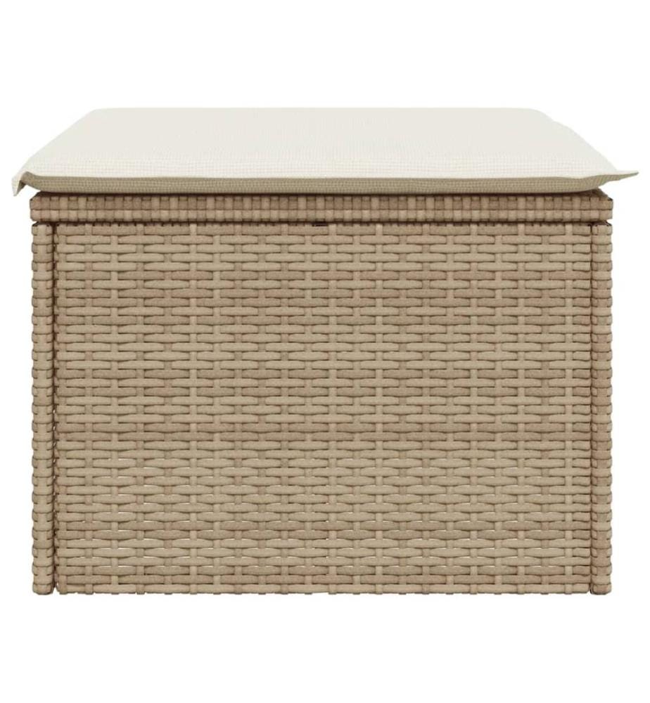 Gartenhocker mit Kissen Beige 55x55x37 cm Poly Rattan