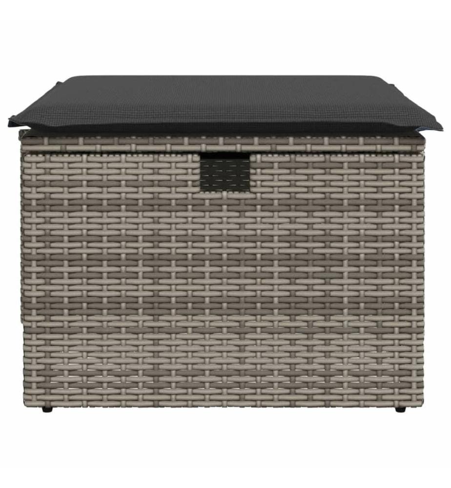 Gartenhocker mit Kissen Grau 55x55x37 cm Poly Rattan