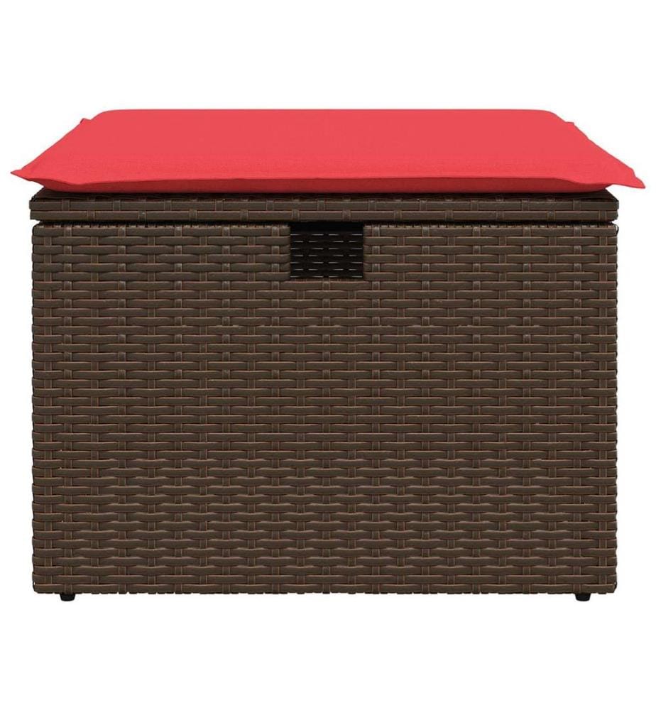 Gartenhocker mit Kissen Braun 55x55x37 cm Poly Rattan