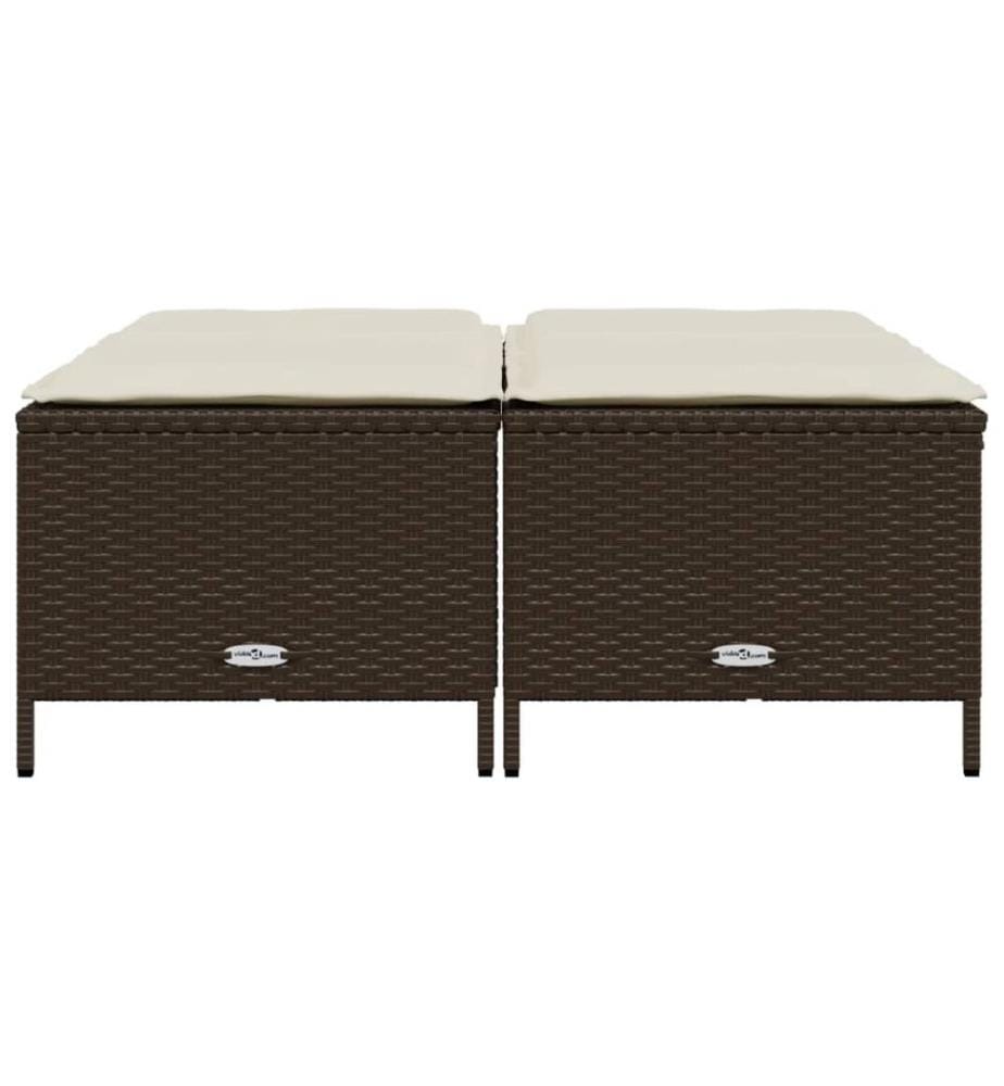 Tabourets de jardin avec coussins lot de 4 marron poly rotin