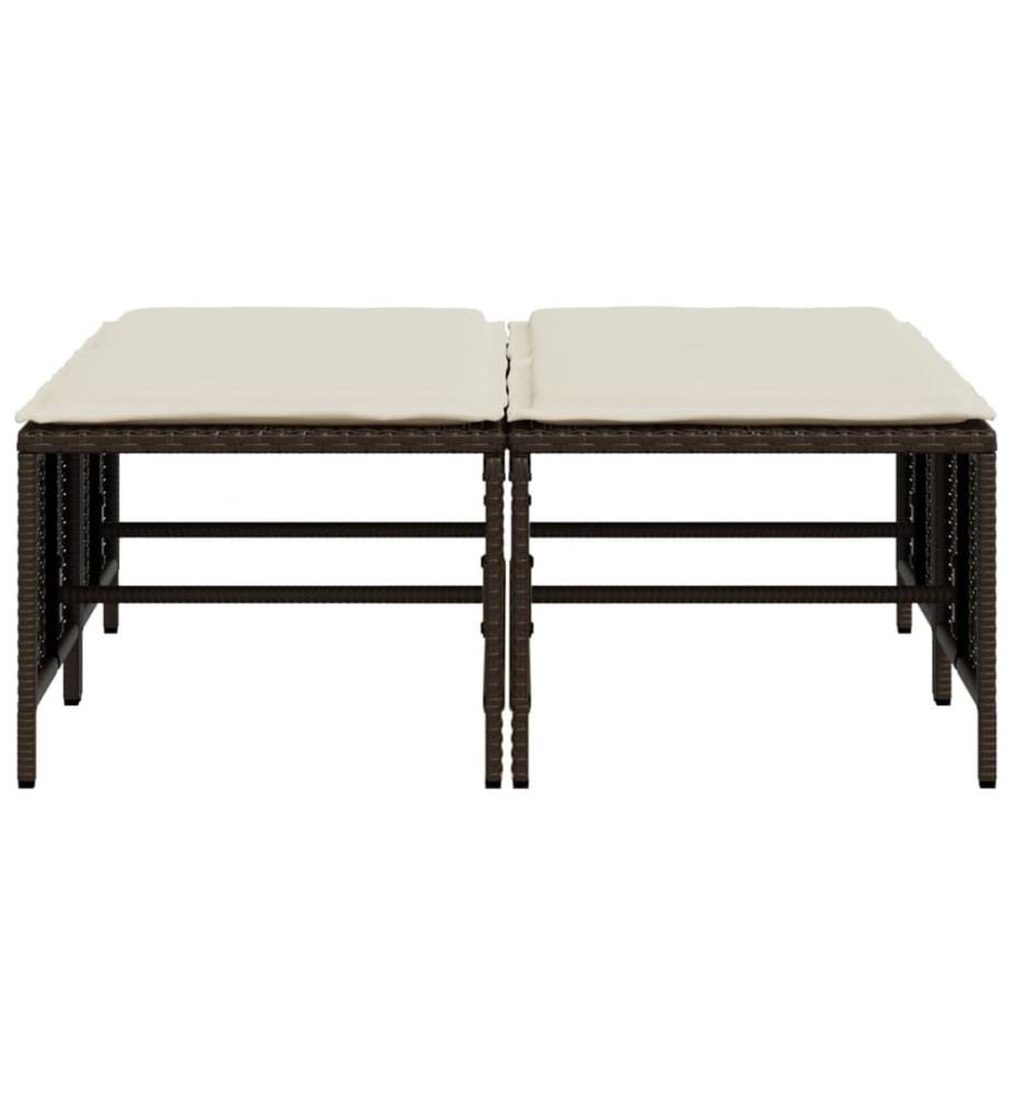 Tabourets de jardin avec coussins lot de 4 marron poly rotin