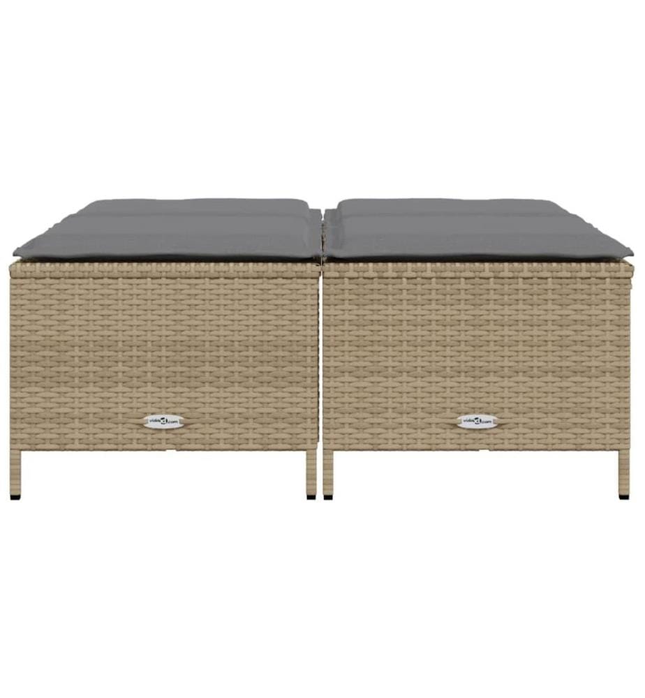 Tabourets de jardin avec coussins lot de 4 beige résine tressée