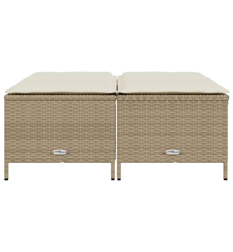 Tabourets de jardin avec coussins lot de 4 beige résine tressée