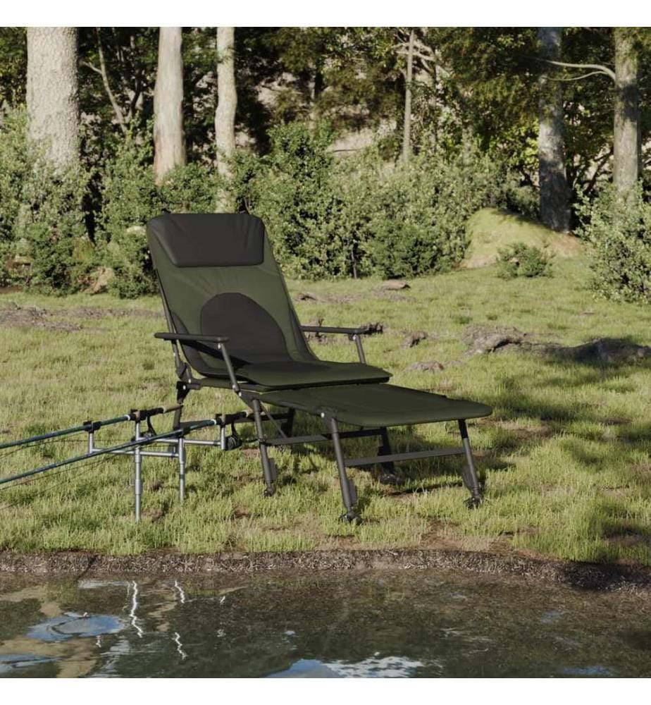 Chaise longue de pêche avec pieds à boue réglables pliable vert