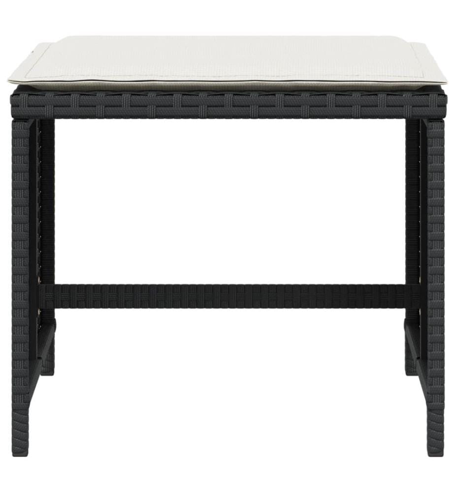 Tabourets de jardin et coussins lot de 4 noir 40x40x35 cm rotin