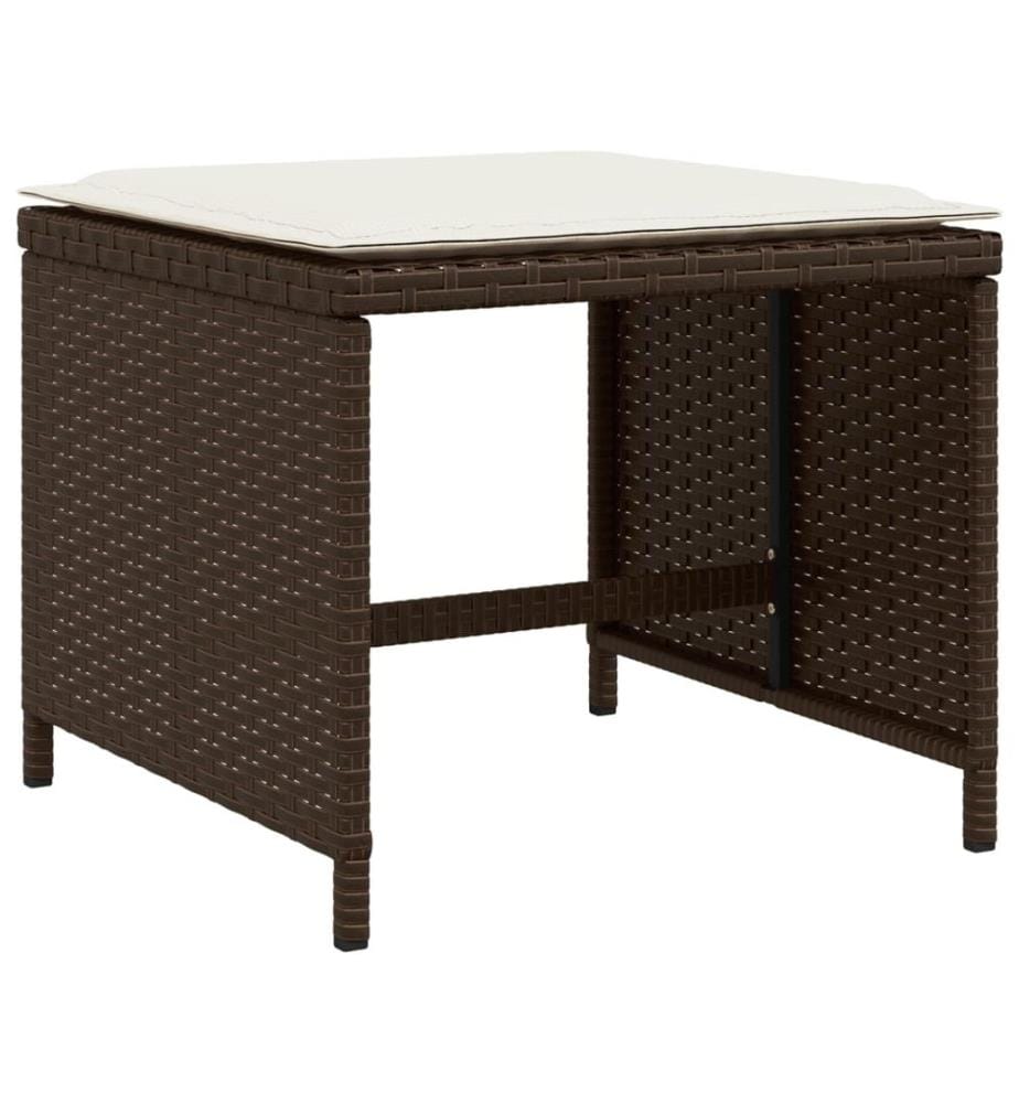 Tabourets de jardin avec coussins 4pcs marron 40x40x35 cm rotin