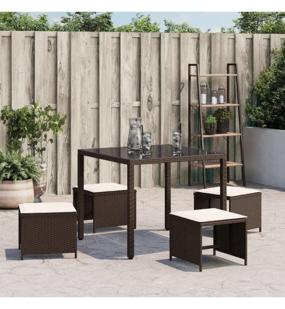Tabourets de jardin avec coussins 4pcs marron 40x40x35 cm rotin