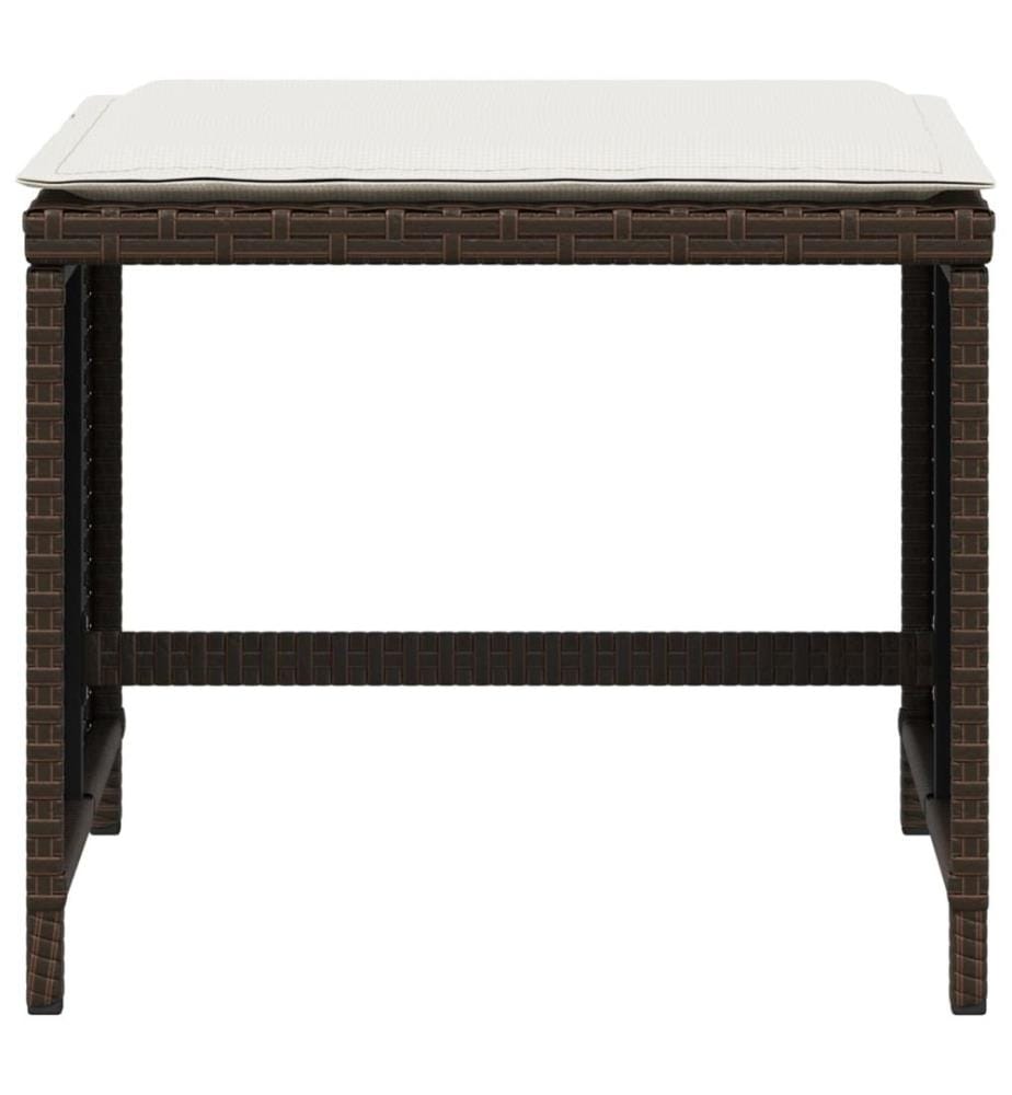 Tabourets de jardin avec coussins 4pcs marron 40x40x35 cm rotin