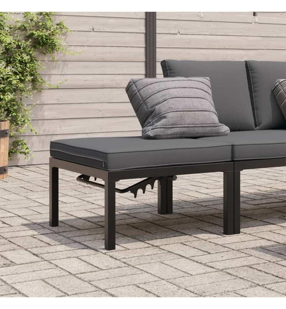 Gartenhocker mit Kissen Schwarz Aluminium