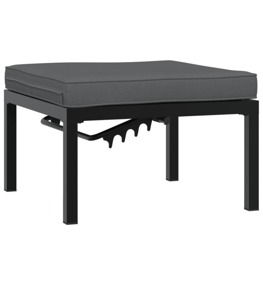 Gartenhocker mit Kissen Schwarz Aluminium