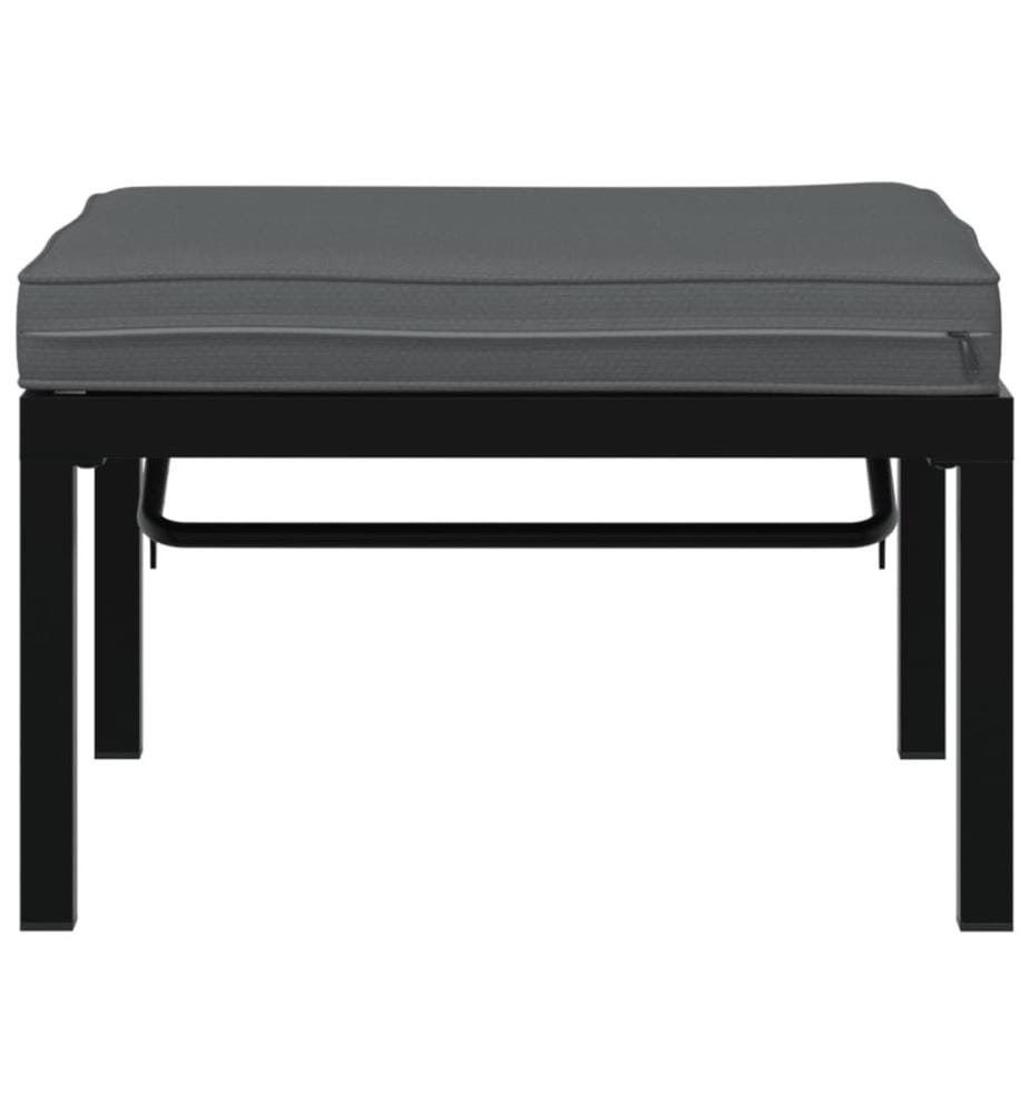 Gartenhocker mit Kissen Schwarz Aluminium