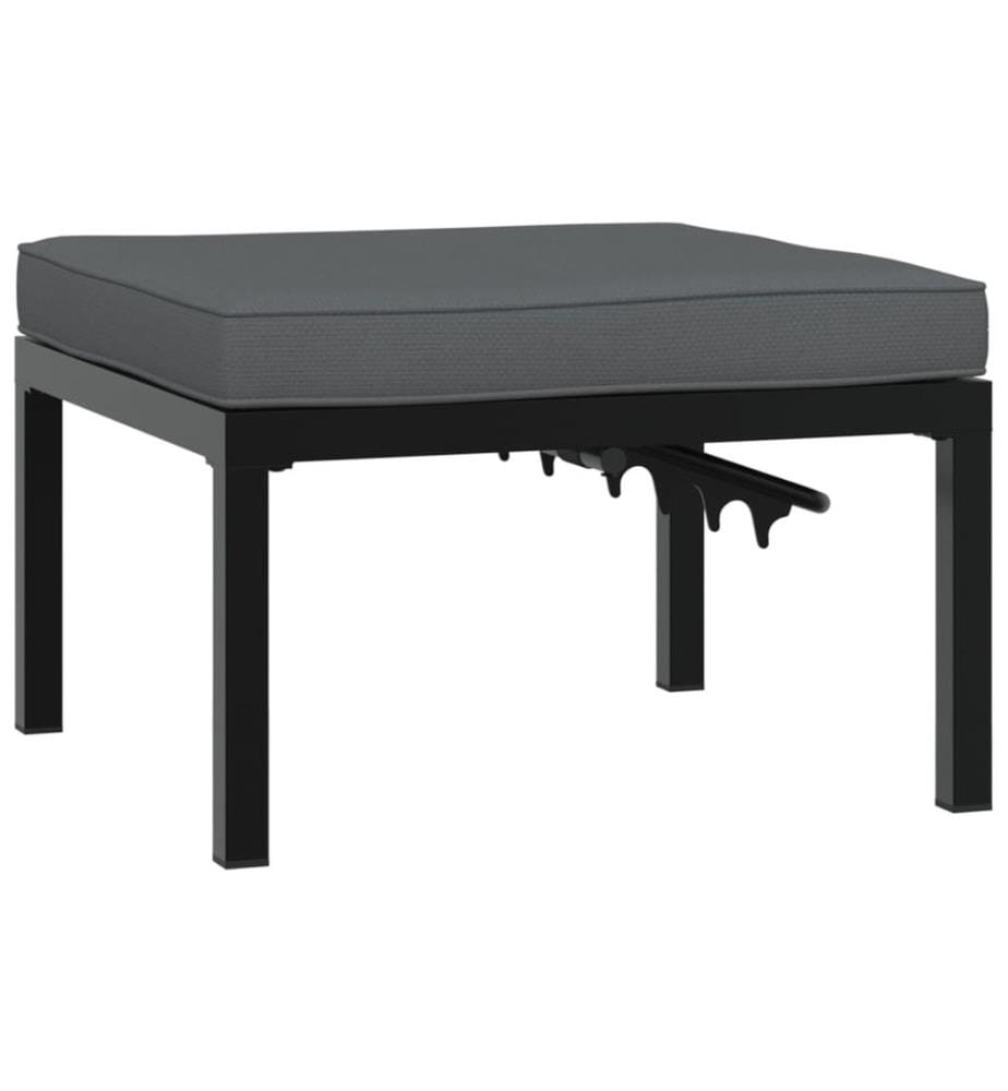 Gartenhocker mit Kissen Schwarz Aluminium
