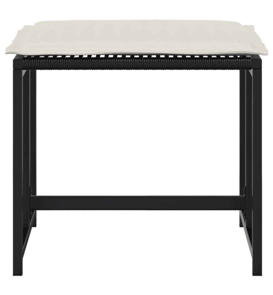 Gartenhocker mit Kissen 4 Stk. Schwarz Poly Rattan