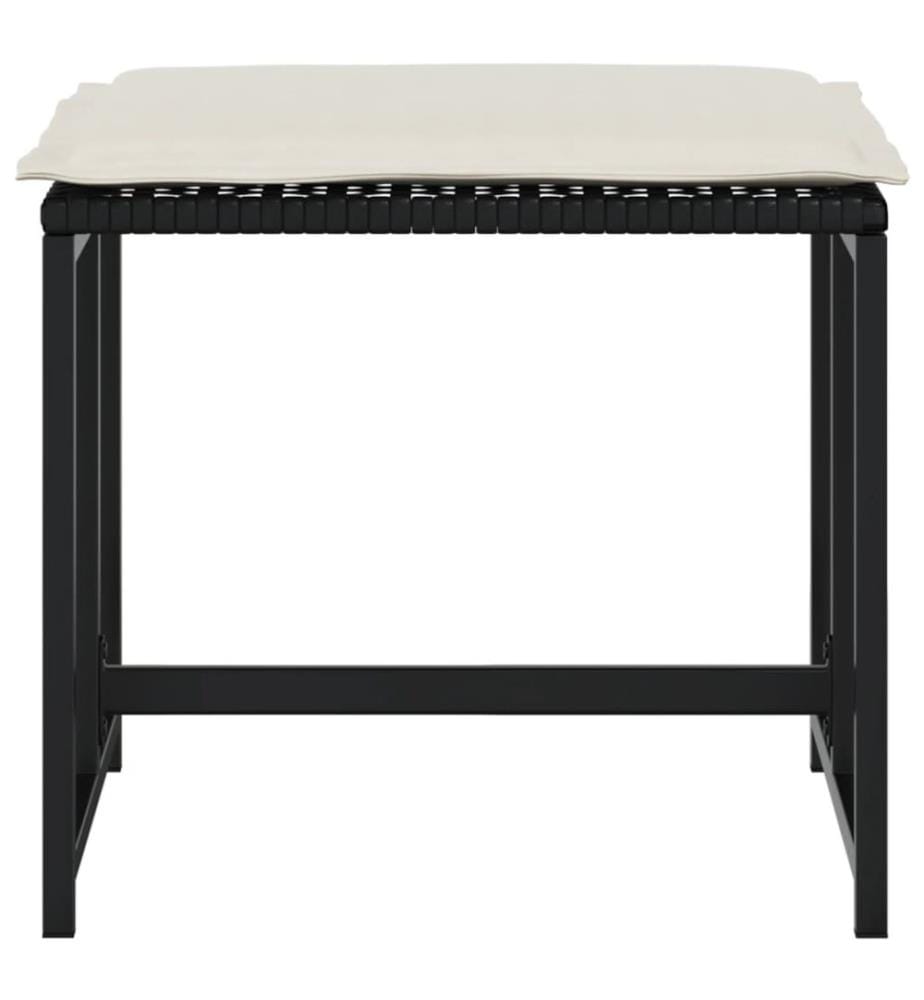 Gartenhocker mit Kissen 4 Stk. Schwarz Poly Rattan