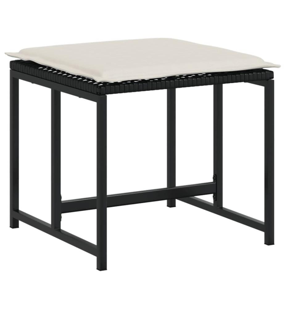 Gartenhocker mit Kissen 4 Stk. Schwarz Poly Rattan
