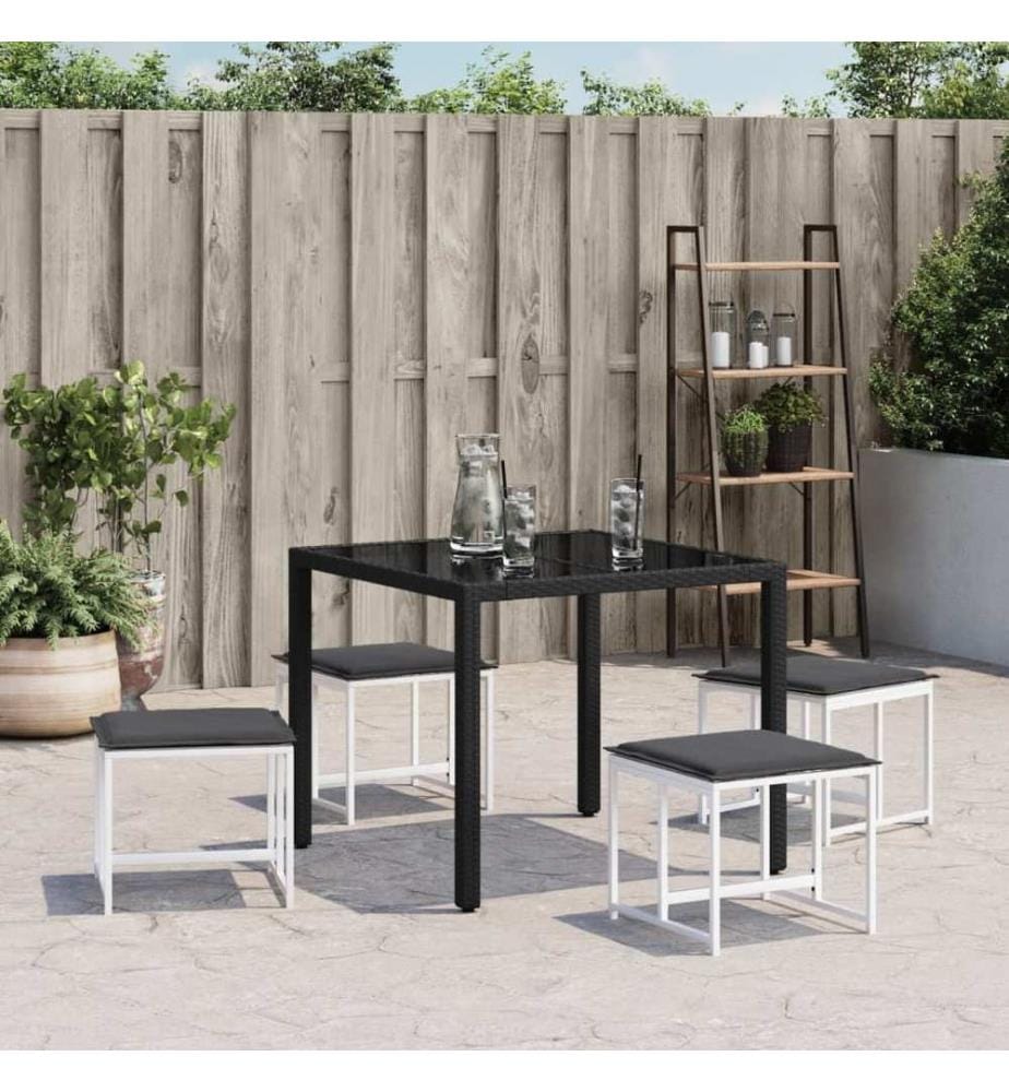 Gartenhocker mit Kissen 4 Stk. Weiss Stahl und Textilene