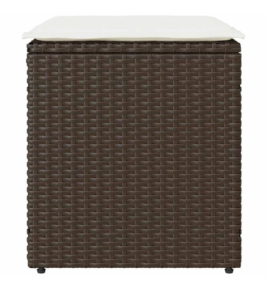 Gartenhocker mit Kissen 2 Stk. Braun 40x40x43 cm Poly Rattan