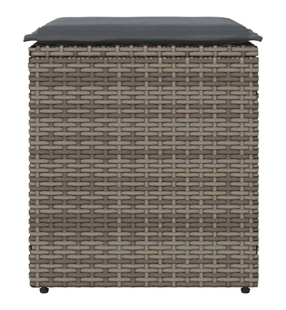 Gartenhocker mit Kissen 2 Stk. Grau 40x40x43 cm Poly Rattan