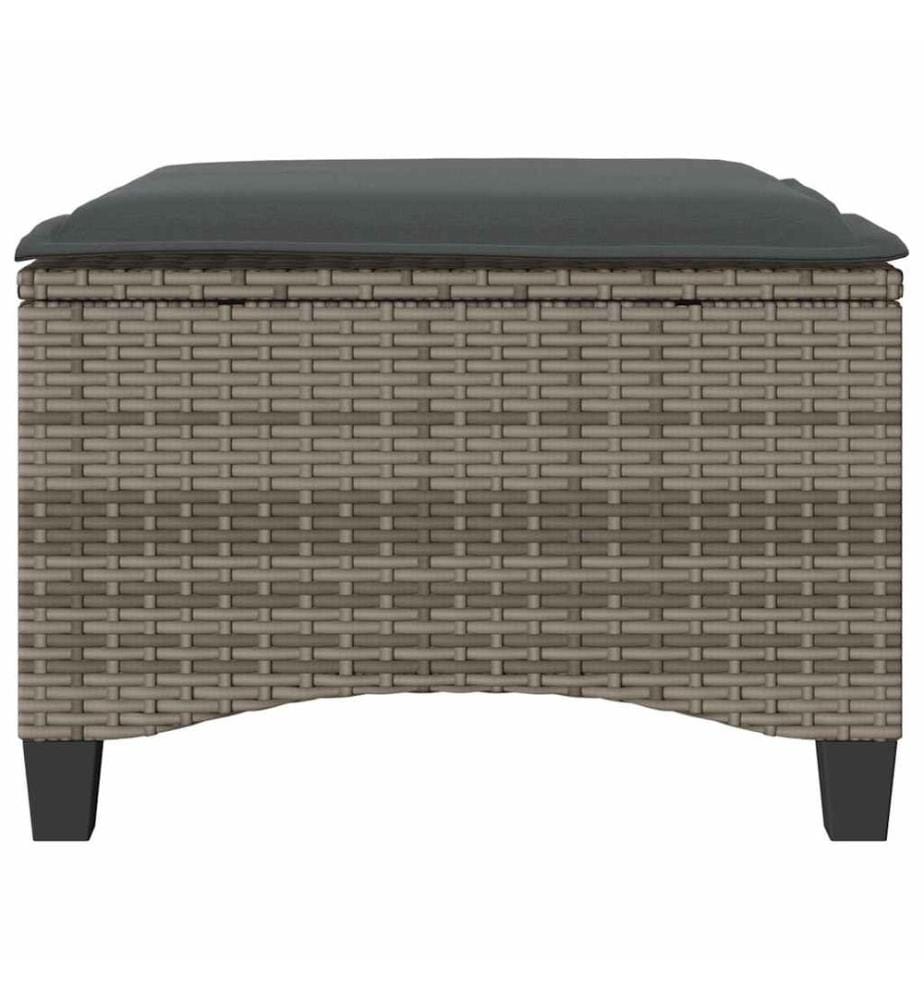 Tabourets jardin coussins 2 pcs gris 55x55x36 cm résine tressée