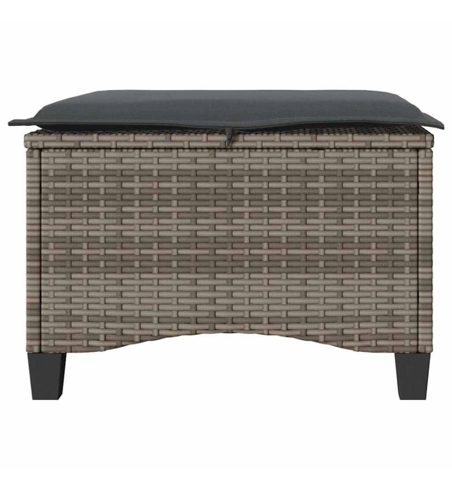 Tabourets jardin coussins 2 pcs gris 55x55x36 cm résine tressée