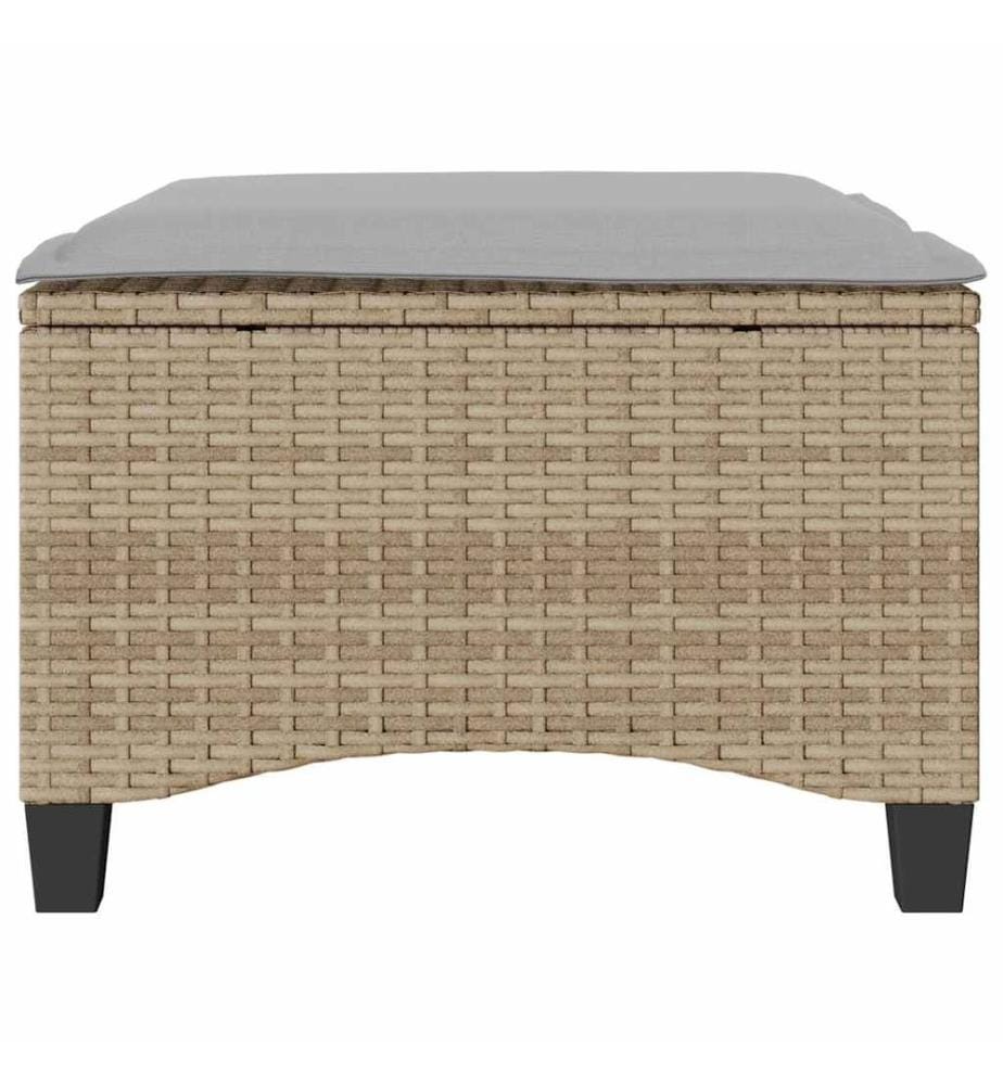 Tabourets jardin coussins 2 pcs beige 55x55x36cm résine tressée