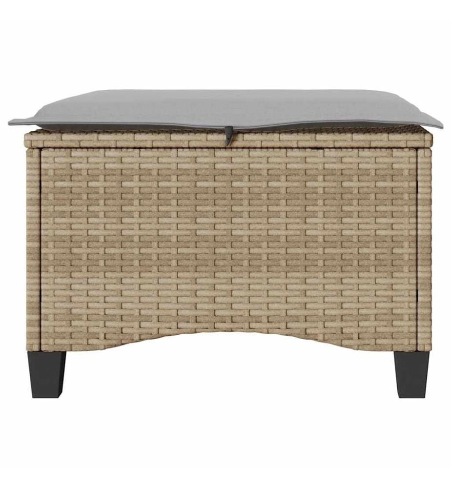 Tabourets jardin coussins 2 pcs beige 55x55x36cm résine tressée